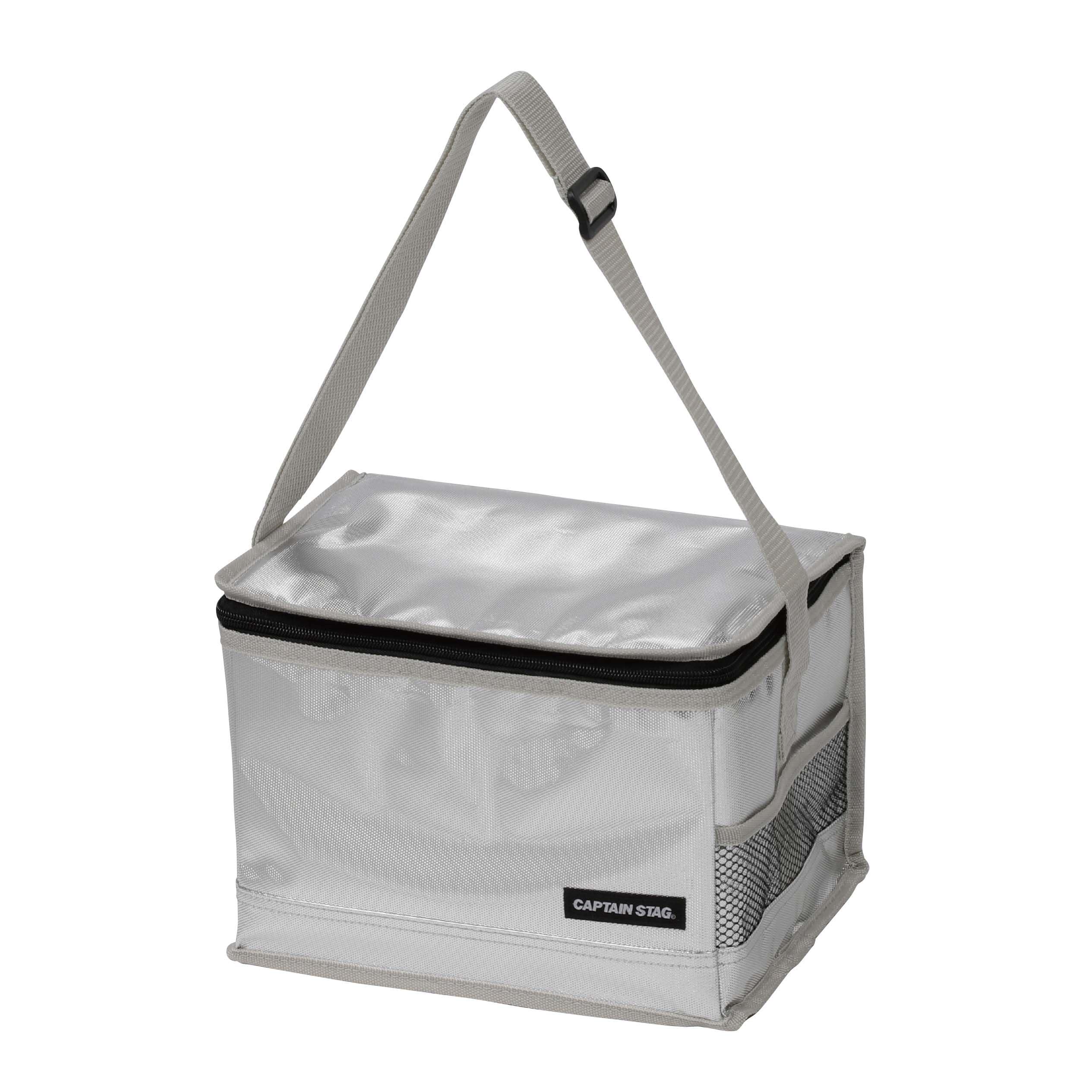 CAPTAIN STAG Insulated Cooler Bag, Foldable Storage, Double Flap Cooler Bag, 6L Capacity, Silver Delis UE-649