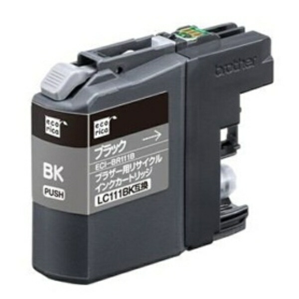 Ecolica Recycled Ink Cartridge Black (Pigment) [Brother: LC111BK Compatible] ECI-BR111B 1 piece