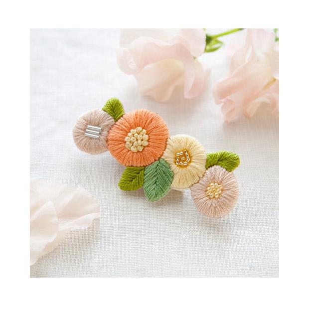 Piece Embroidery Kit 『K.omono fioret hair accessory Hair Clip』 orange 361-28-011