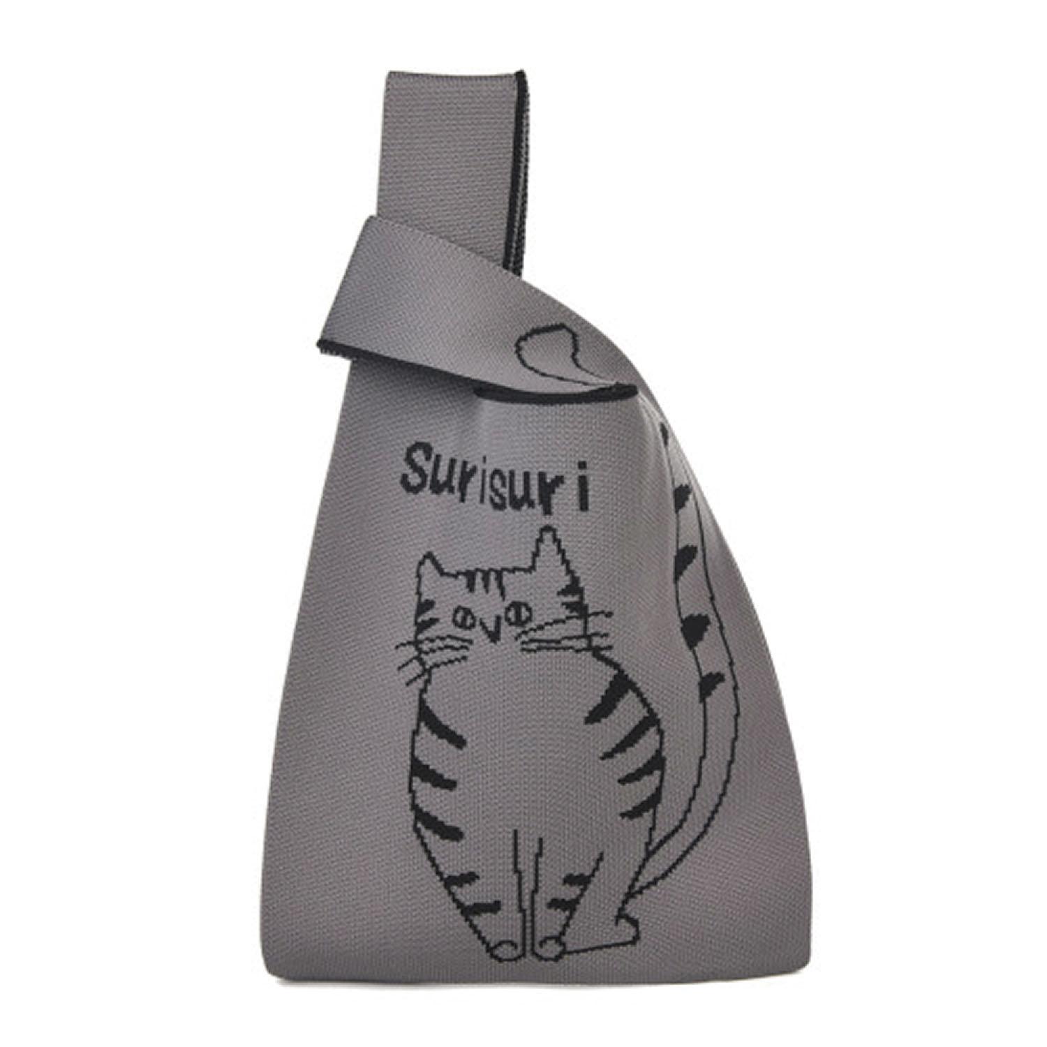 [Kusuguru] Knit Tote Bag with Suri Suri Pattern 24-7083 (#2/DGY (Dark Gray))