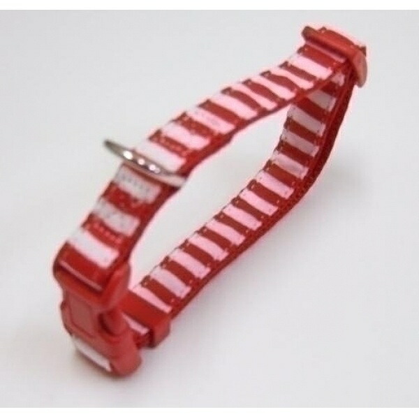 ONS Striped Collar #20 Red and White (Medium Dog Collar)
