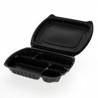 Risupack Disposable Container Delivery Takeout Lunch Box with Inner Lid Biodelica Shell BOX80-1 Black 25-Pack Microwave Safe Made in Japan RHDT301