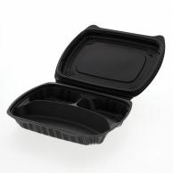 Rispack Disposable Container Delivery Takeout Lunch Box with Inner Lid Biodelica Shell BOX80-2 Black 25-Pack Microwave Safe Made in Japan RHDT306