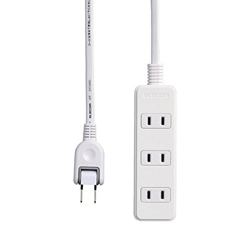 ELECOM Power Strip with 180° Swivel Plugs for Easy Wiring, 4 Outlets, 1m, White T-S02-2410WH