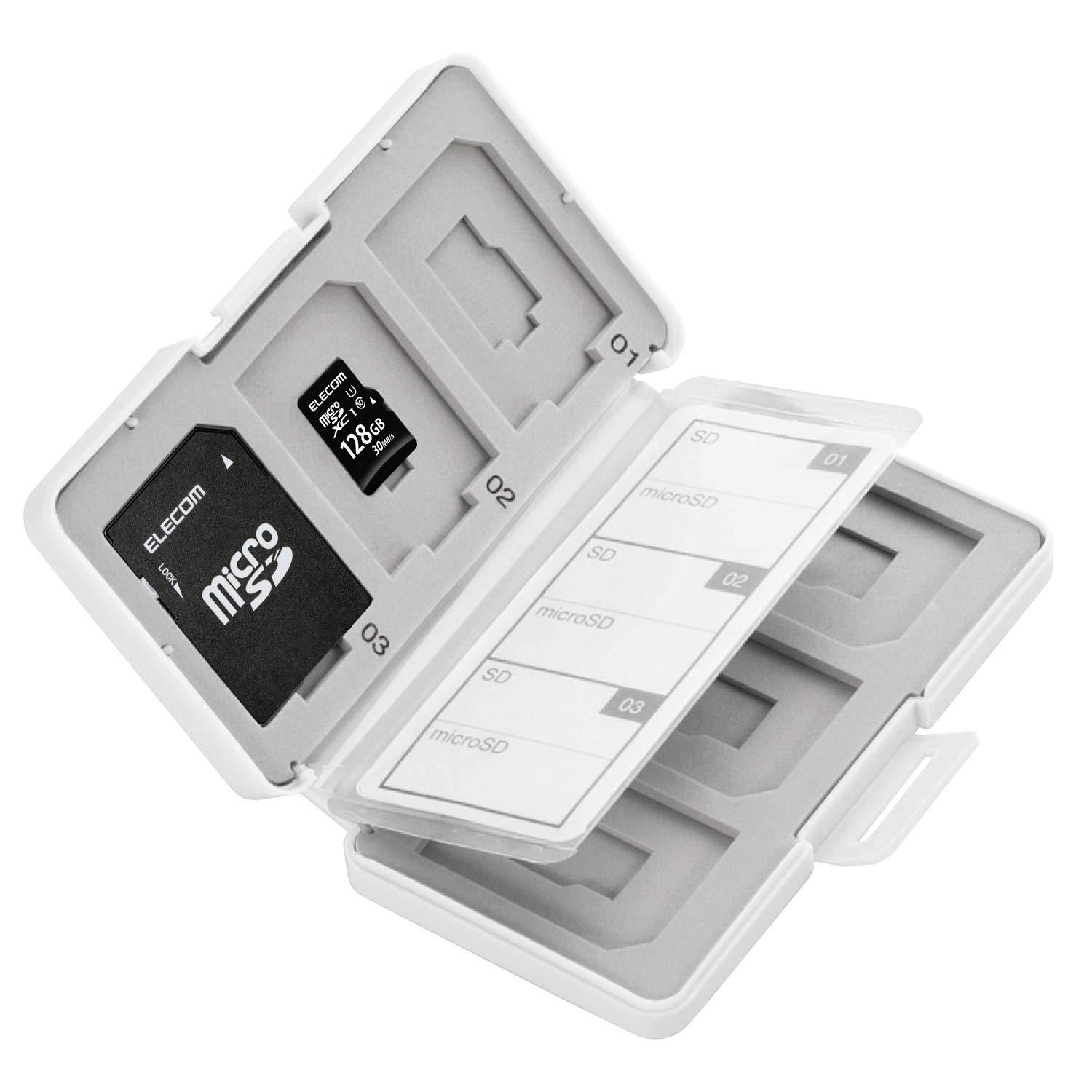 ELECOM Memory Card Case SD Case Plastic SD 6-Slot + microSD 6-Slot Storage White CMC-SDCPP12WH