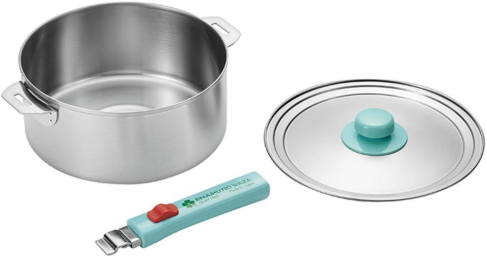 Yokoyama Tsubame Juku Craftsmanship Quattro Stainless Steel Pot 20cm with Detachable Handle and Lid EJQ-700