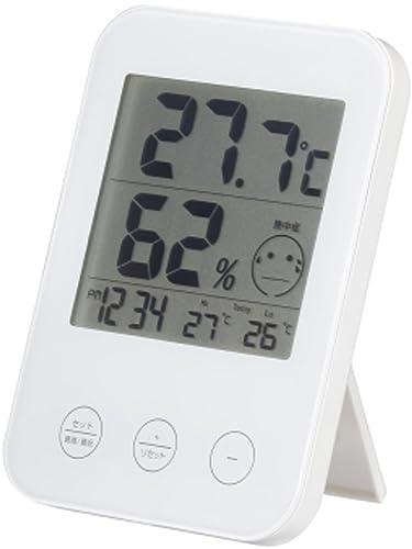 YAZAWA Digital Thermometer and Hygrometer with Heatstroke and Influenza Alerts, White DO05WH