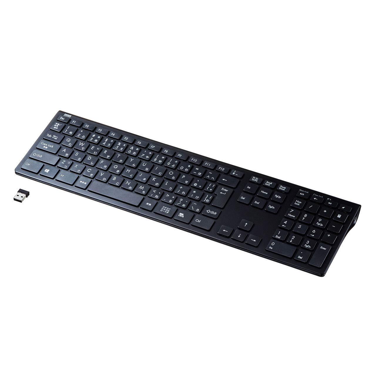 Sanwa Supply Wireless Slim Keyboard USB Connection Japanese Layout 112 Keys Pantograph Black SKB-WL33BK