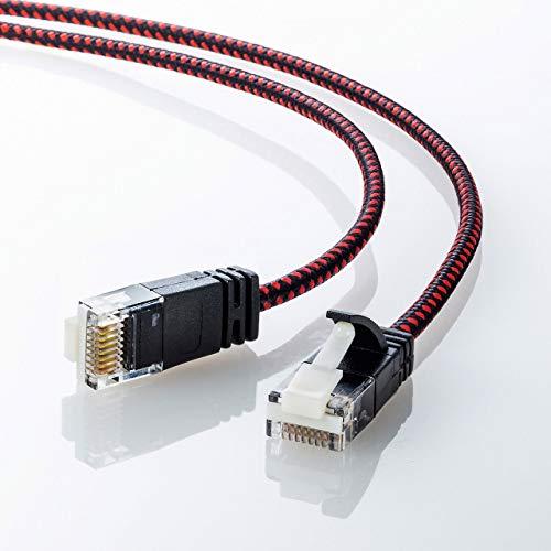 Sanwa Supply CAT6A Slim Mesh LAN Cable (2m) 10Gbps/500MHz RJ45 Clip-Proof Black & Red KB-T6AME-02BKR