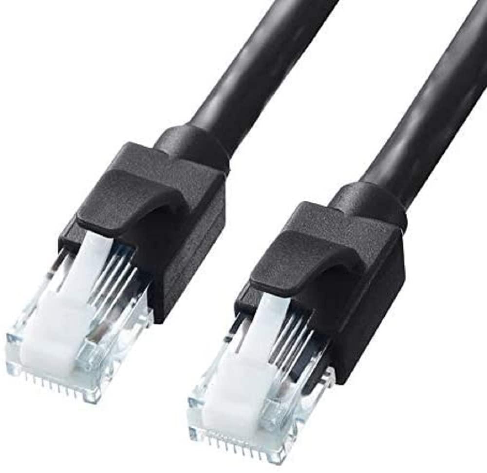 Sanwa Supply Category 6A LAN Cable (Black, 15m) KB-T6ATS-15BK