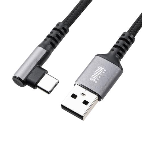 Sanwa Supply USB 2.0 Type-C Cable (C-A, L-Shaped, 1m) KU-CAL10TK