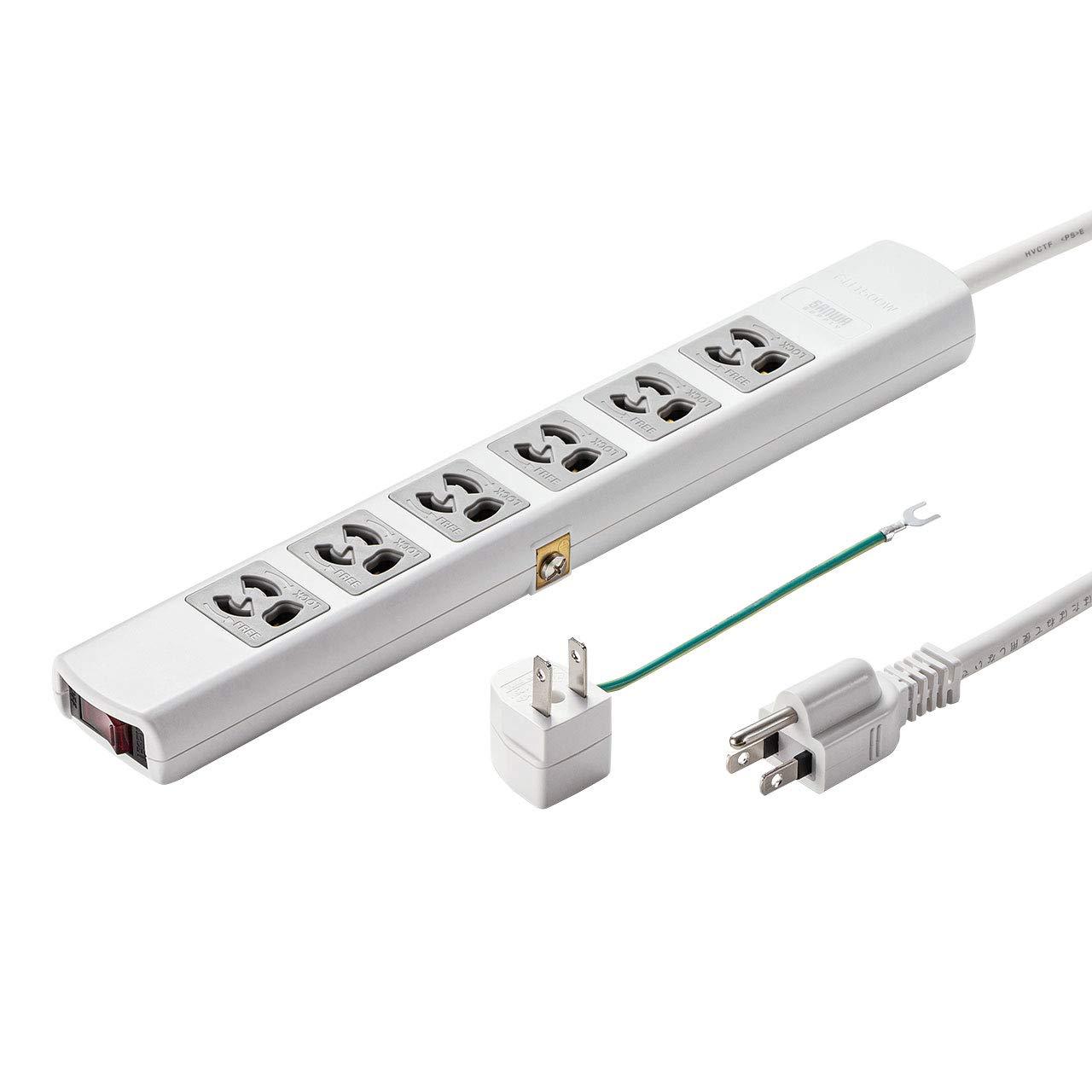 Sanwa Supply Power Strip 3P, 6 Outlets, 5m TAP-36MG-5