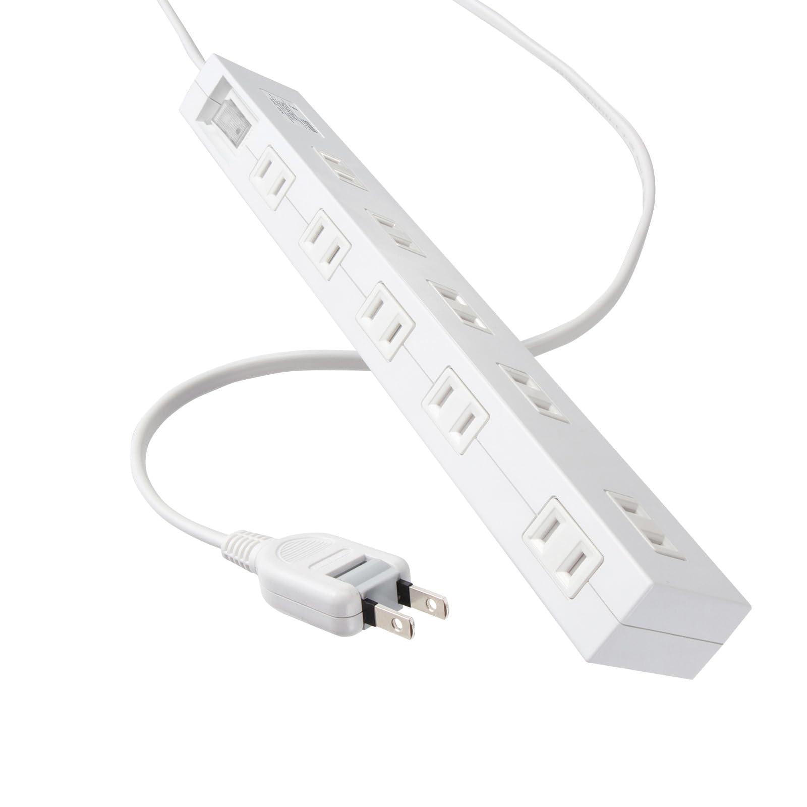 Sanwa Supply Power Strip 10 Outlets・2P (5m) Plenty of Plug Spaces Layout Surge Protector Magnet Dust Shutter Master Switch Swing Plug White TAP-SP2110N-5W