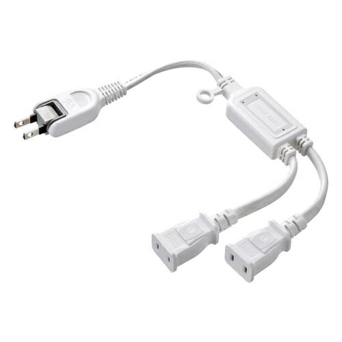 Sanwa Supply AC Adapter Dedicated Power Extension Cord 2P 2-Way Splitter TAP-EX2WN White