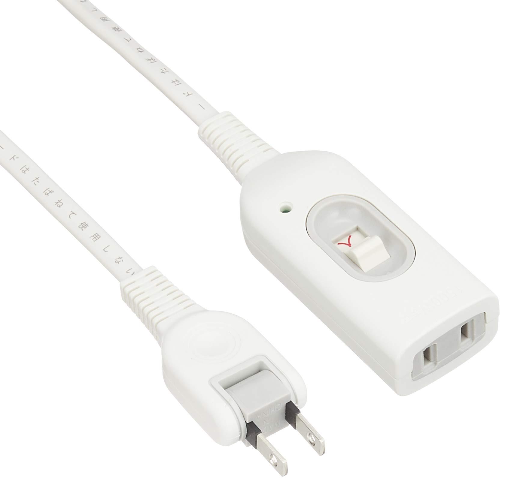 Sanwa Supply Extension Cord with Intermediate Switch, Easy-to-Wire Swing Plug, 2m TAP-B7-2N