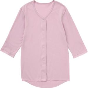 Plus Heart One-Touch Underwear Front-Opening Women's 1-Piece 7/8 Sleeve M Lavender 100% Cotton 74832