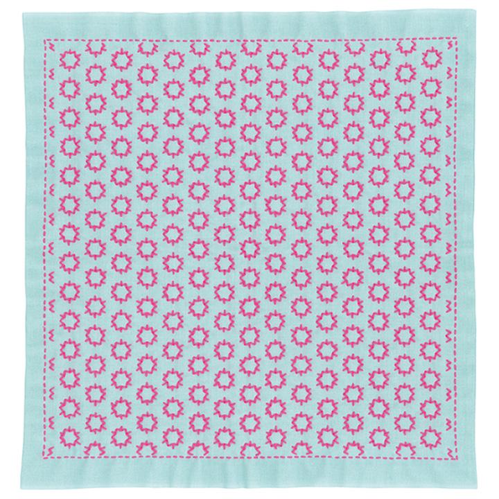 Olimpas Silk Sashiko Kit: Single-Stitch Flower Dishcloth, Konpeito Design, Approx. 33cm x 33cm, SK-364
