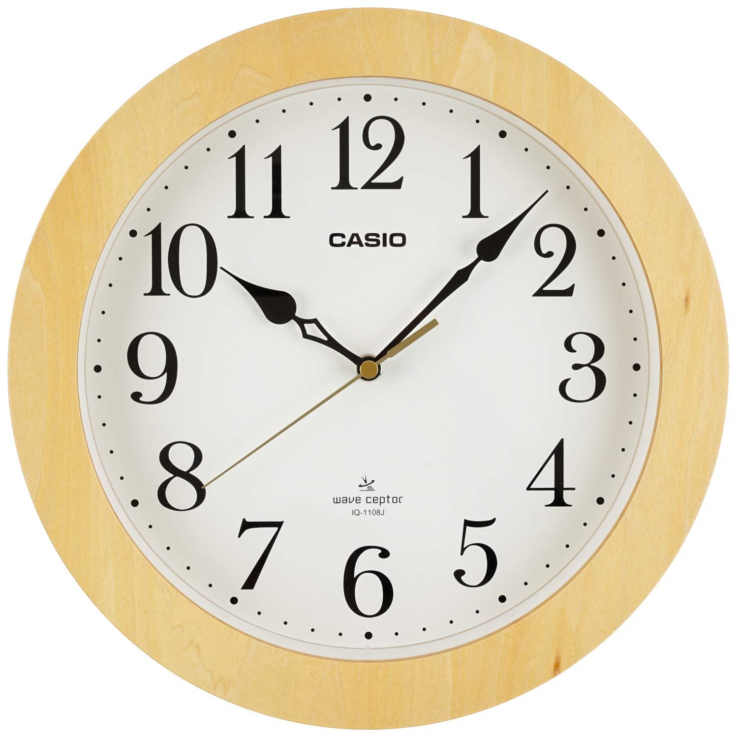 CASIO Wall Clock Radio-Controlled Clock Natural Analog Wood Frame Wooden Stylish IQ-1108J-7JF