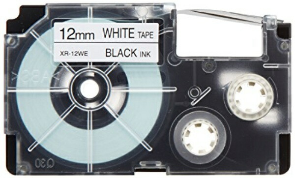 Casio LabelWriter NameLand Genuine Tape 12mm XR-12WE-5P-E Black Text on White Background 5 Rolls