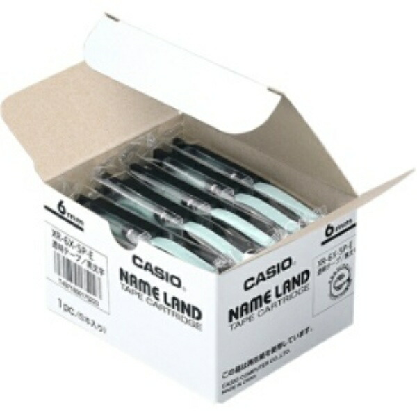 Casio LabelWriter NameLand Genuine Tape 6mm XR-6X-5P-E Black Text on Transparent 5 Rolls