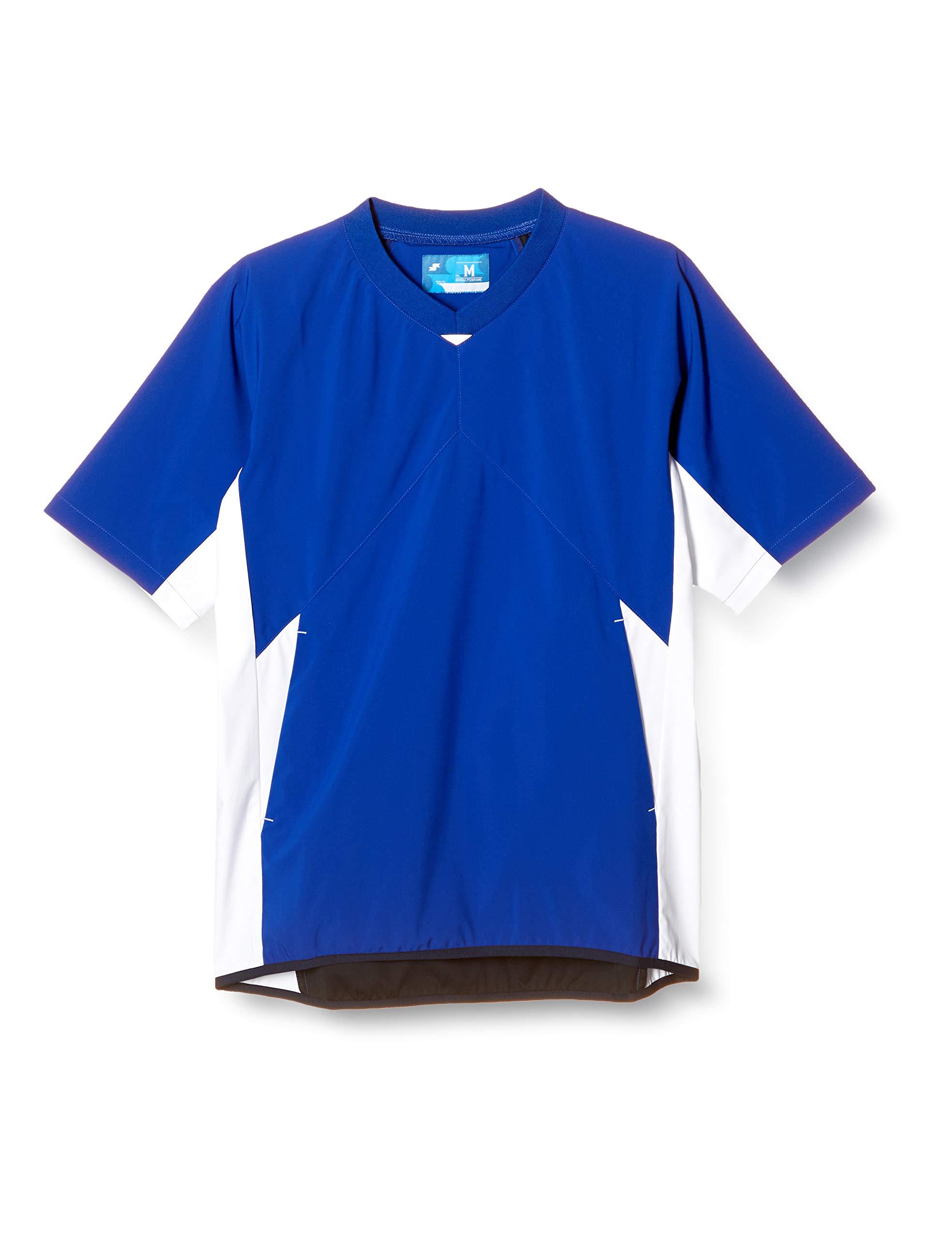 [SSK] Short Sleeve Shirt Short Sleeve V-Neck Bonding Jacket Men's D Blue × White (6310) Japan M (Equivalent to Japanese size M)