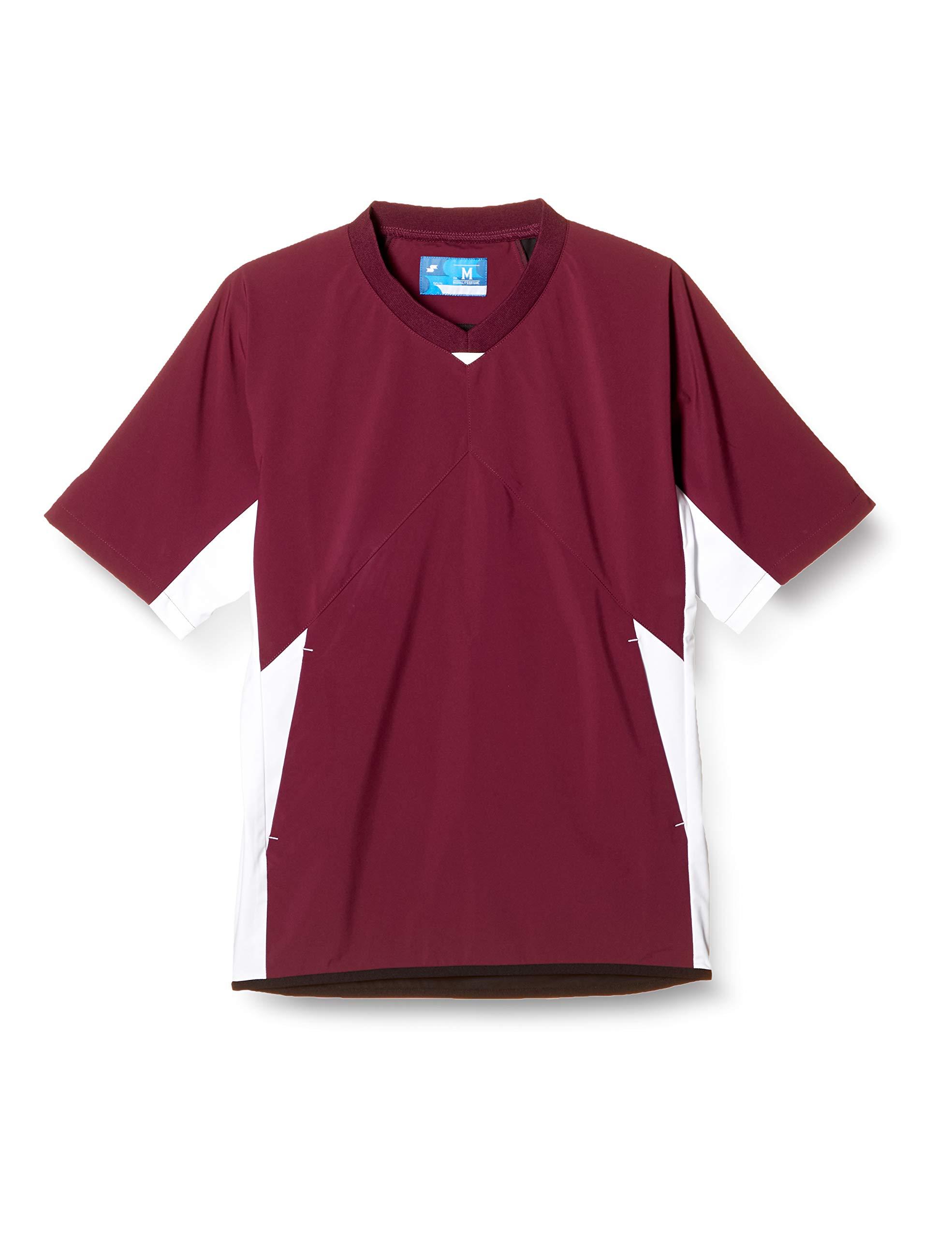 [SSK] Short Sleeve Shirt Short Sleeve V-Neck Bonding Jacket Men's Engine Red × White (2210) Japan S (Equivalent to Japanese Size S)