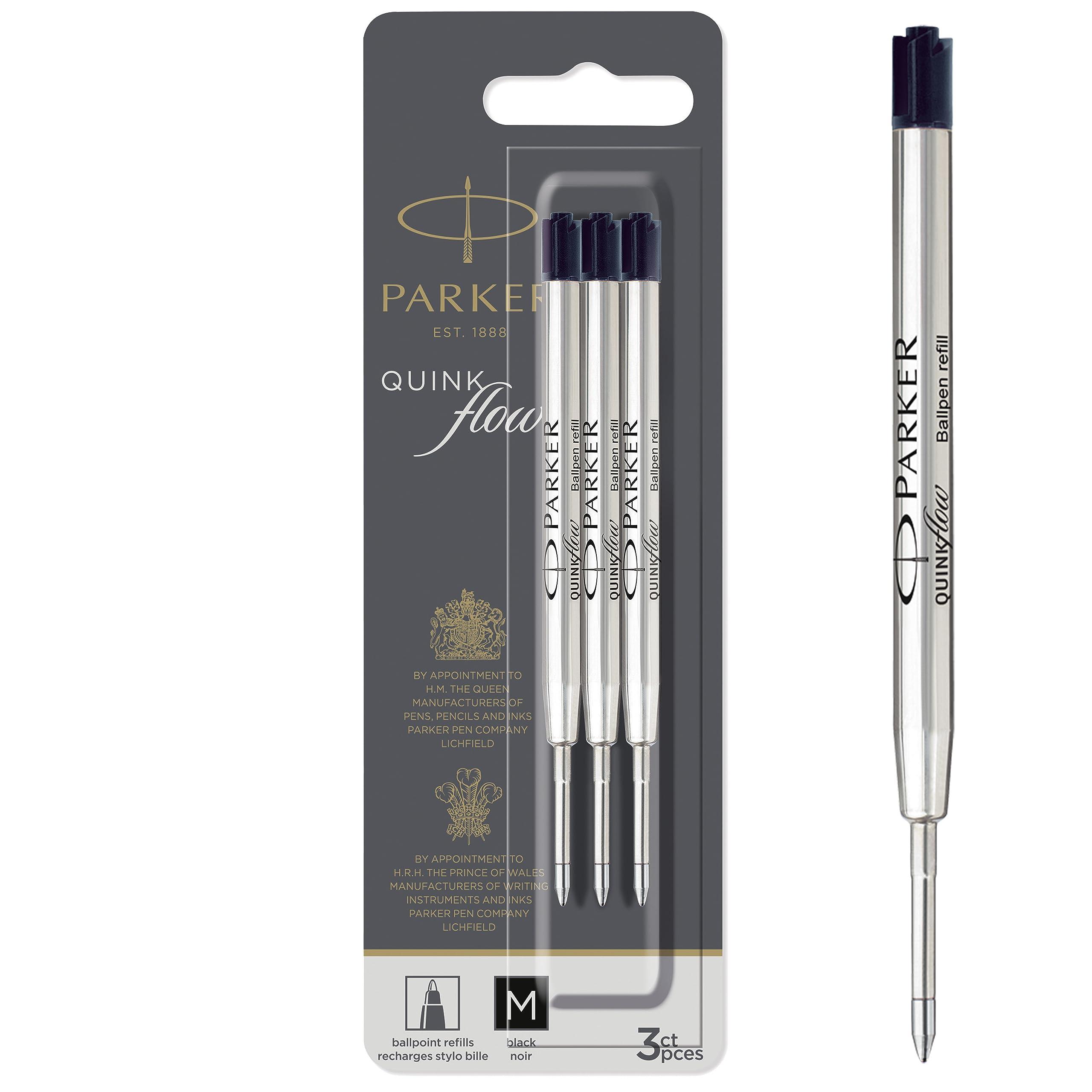 PARKER Parker Quinkflow Ballpoint Pen Ink Refill Medium Point Black 3-Pack