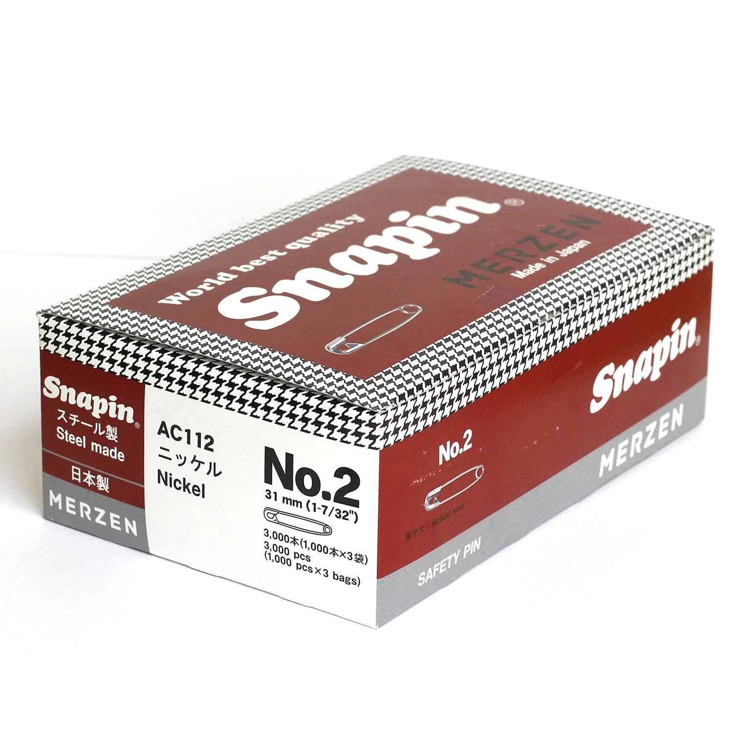 MERZEN Snap-In Safety Pins, Silver, 31mm, 3000 Pieces, AC112-2