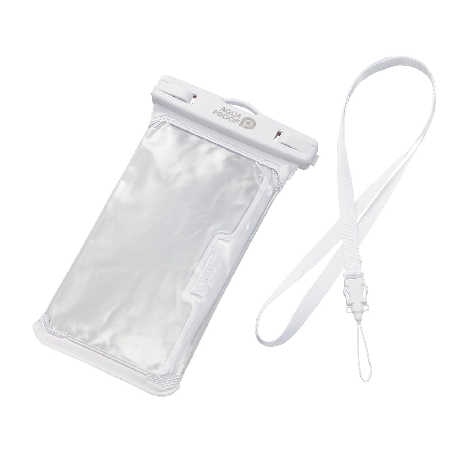 ELECOM Smartphone Waterproof Case 3D Structure for Easy Side Button Access IPX8 Rated for 10m Water Depth Includes Neck Strap [Compatible with iPhone 14 / 13 / SE and other smartphones up to 6.9 inches] White P-WPSR04WH