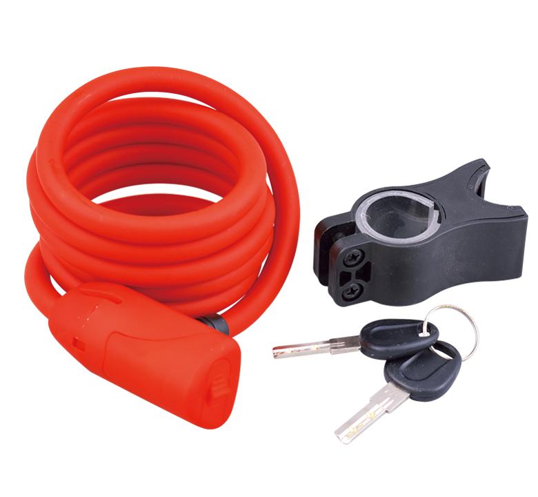 J&C FAVORI [Coil Lock with Bracket] Red Seatpost Bracket with Dimple Key (3 Keys Included) FV-04