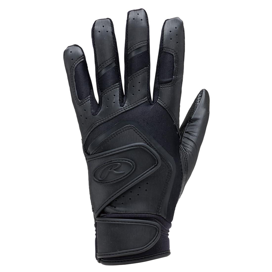 Rawlings Baseball Adult Glove Batting Glove <For Both Hands> High School Baseball Rule Compliant Double Belt EBG24S06 Black XL