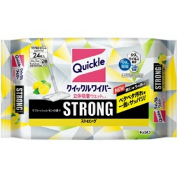 Kao Quickle Wiper 3D Adhesive Wet Wipes Strong Refresh Lemon Scent 1 Pack (24 Sheets)