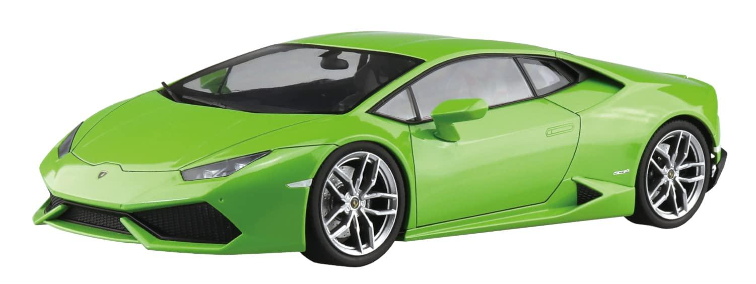 AOSHIMA 1/24 Pre-Painted Model Series 2014 Lamborghini Huracan Green Pre-Painted Plastic Model 04-A White
