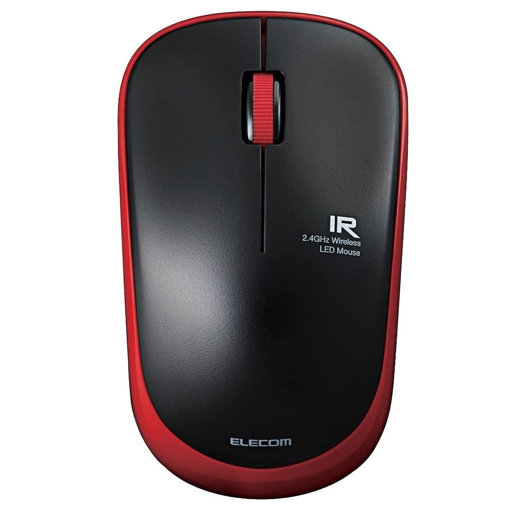 ELECOM Wireless Mouse (with Receiver) M Size 3-Button IR Sensor Energy-Saving Red M-IR07DRRD