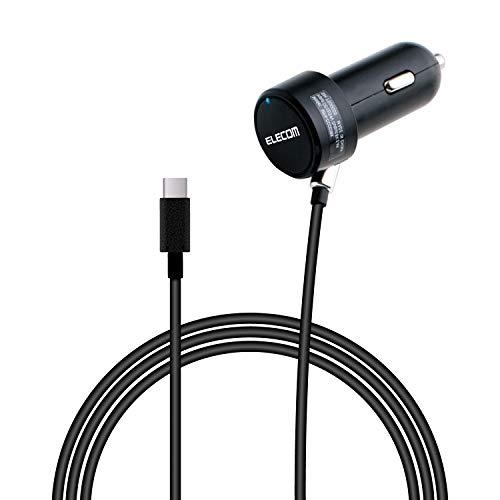 ELECOM Car Charger Cigarette Lighter Socket 12W Type-C Cable Integrated 1m Black MPA-CCC03BK