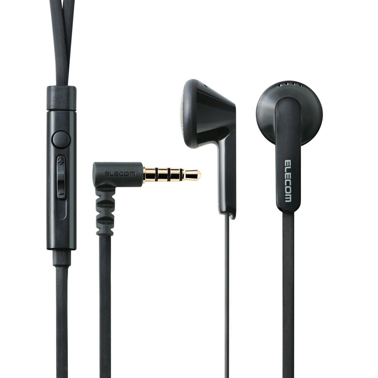 ELECOM Stereo Earphones with Microphone, 3.5mm 4-Pole, 1.2m (Y-Type), Compatible with iPhone/Smartphones, Black EHP-IS3510MBK