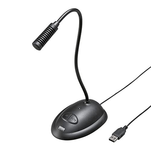 Sanwa Supply USB Microphone Stand with Flexible Arm, Unidirectional, Black MM-MCUSB25N