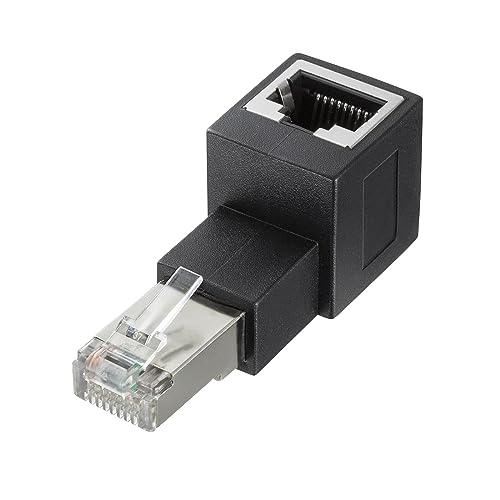 Sanwa Supply RJ-45 Long-Type Conversion Adapter (Top-Exit, Category 6A STP) ADT-RJ6A-LU