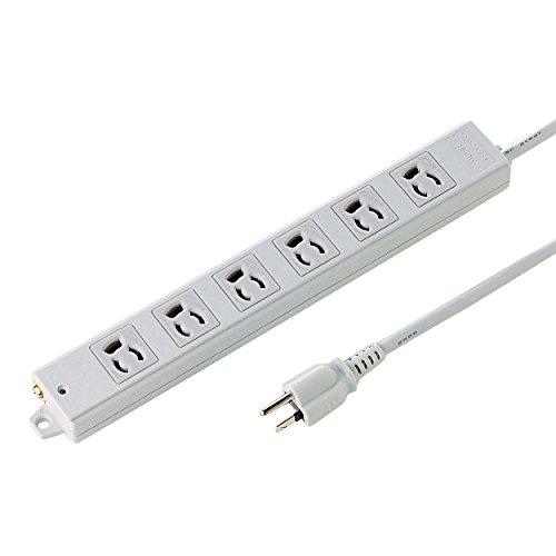 Sanwa Supply Construction Site Tap (3P, 6 Outlets, 2m) TAP-KS6-2 Gray
