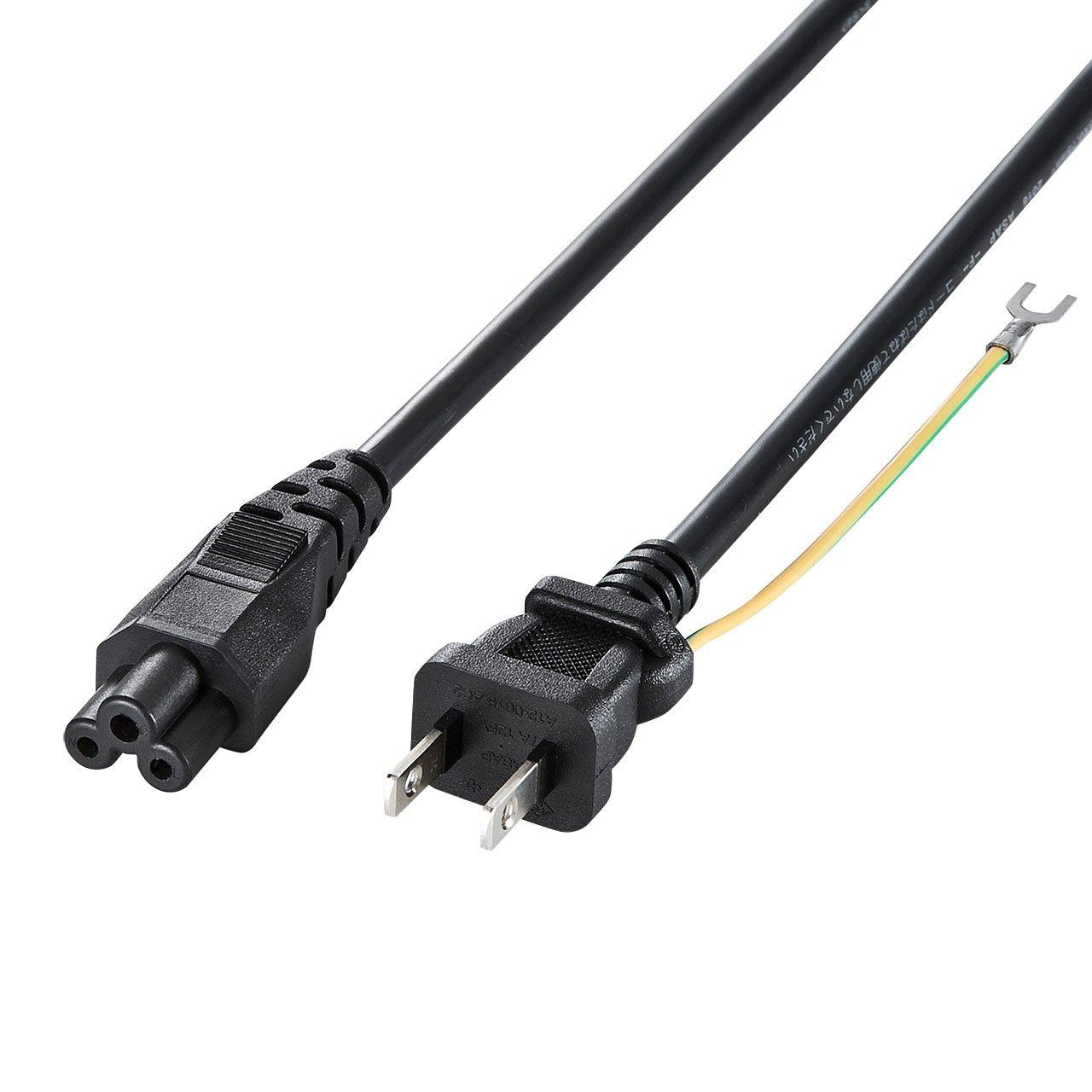 Sanwa Supply Power Cord AC Inlet (Grounded Flat Plug, Straight Connector)・2P Plug 2m KB-DM3S-2