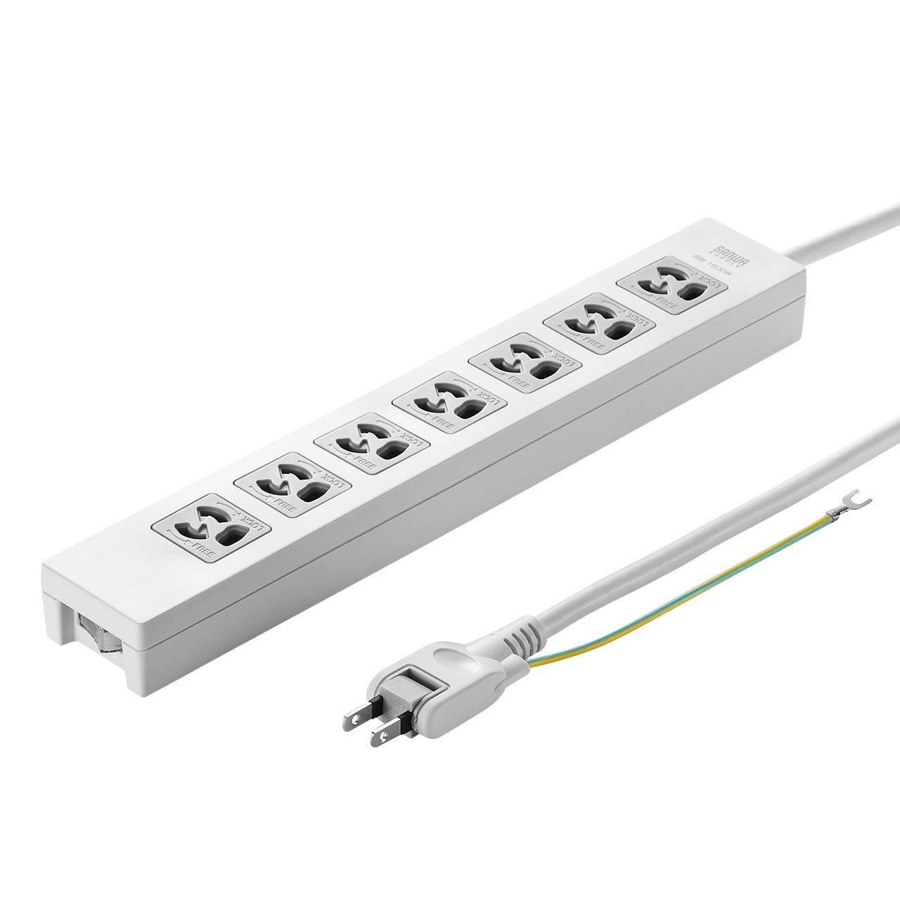 Sanwa Supply Power Strip 7 Outlets (3P) 5m Surge Protector Master Switch with Rear Magnet Grounding Cord with Swing Plug TAP-F37-5ZSR