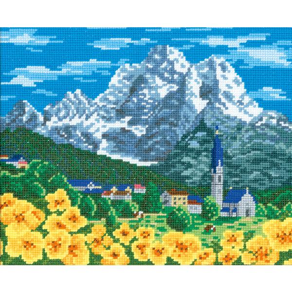 Olympus Silk Cross Stitch Embroidery Kit World Selection Alpine Mountain Range (Switzerland) 7476