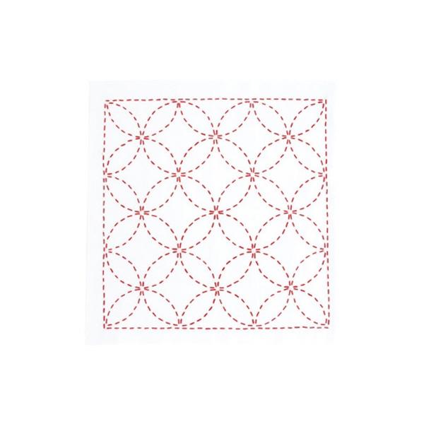 Olimpas Silk Flower-Patterned Dishcloth Kit Sashiko Stitching Everyone Can Do It Series Pre-printed Pattern Seven Treasures Pattern 266