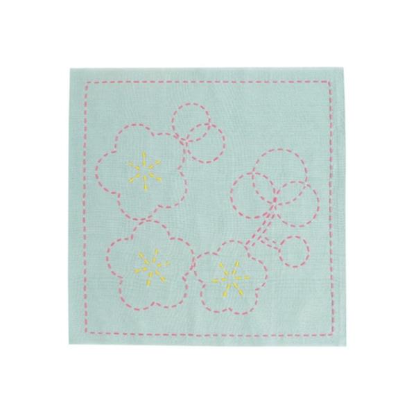Olimpas Silk Flower-Patterned Dishcloth Kit: Sashiko Stitching - Everyone Can Do It Series - Pre-Printed Pattern: Plum Blossom 271