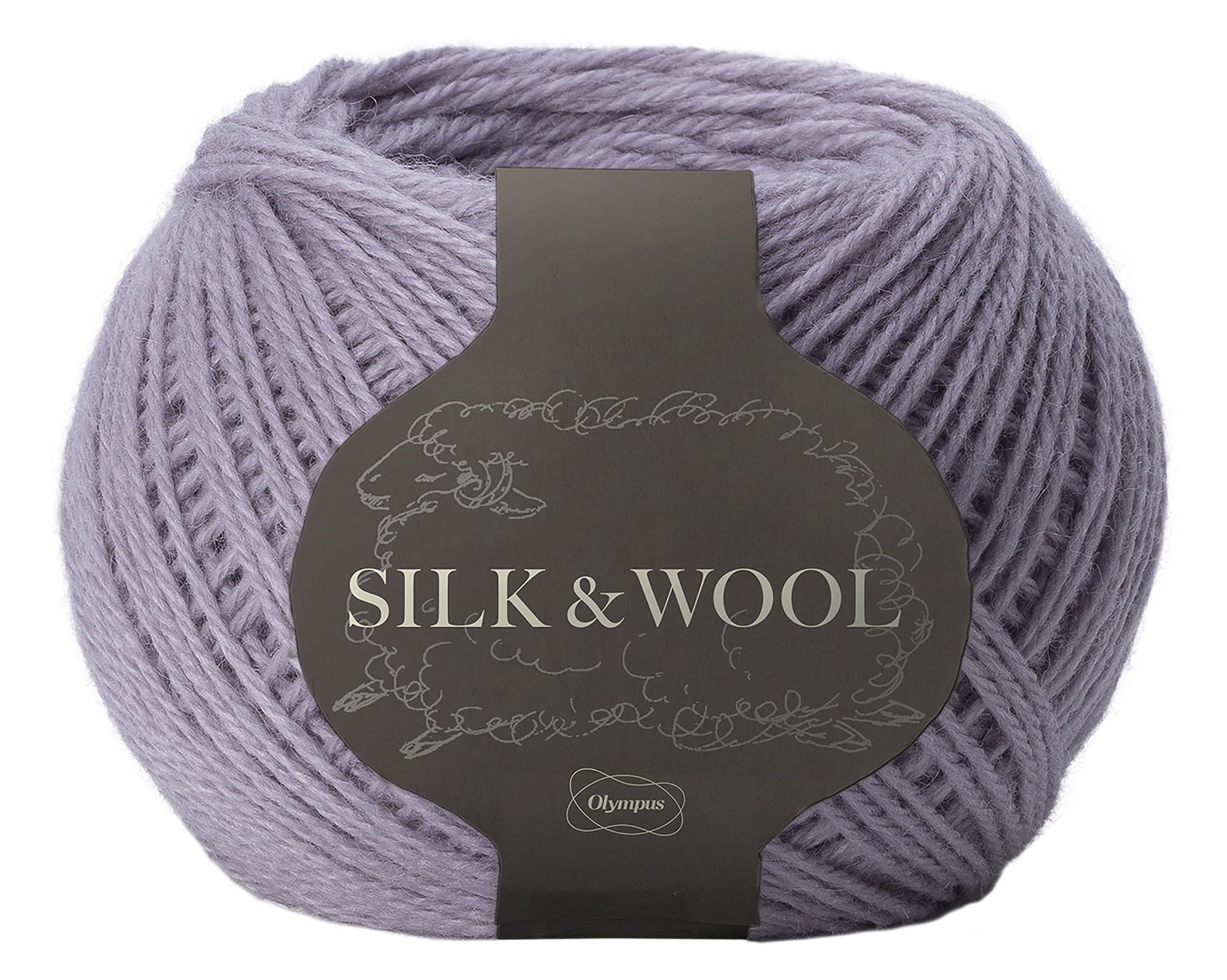 Olimpas Silk Hand-Knitting Yarn, Medium Weight SILK&WOOL COL. 5 Light Purple Approx. 50g / 205m