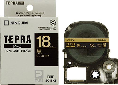 King Jim Tape Cartridge Tepla PRO 18mm SC18KZ Black with Gold Letters