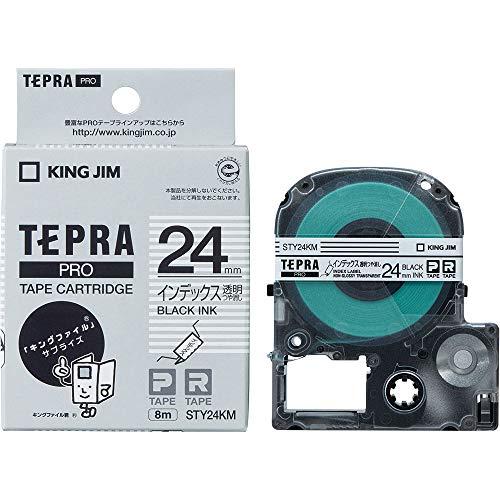 Kingjim Tepla PRO Tape Cartridge Index Label 24mm Transparent Matte Label/Black Text Length 8m STY24KM