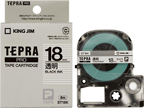 King Jim Tepla PRO Tape Cartridge 18mm Transparent Label/Black Text Length 8m ST18K
