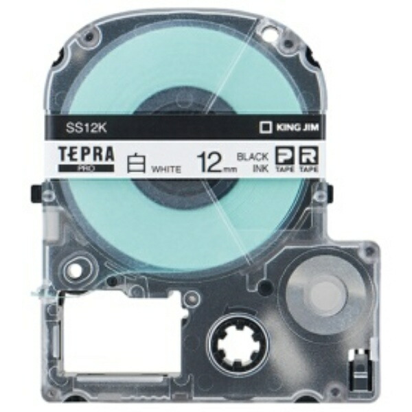 King Jim Tepla PRO Tape Cartridge 1-Pack 12mm White Label/Black Text 8m Length SS12K