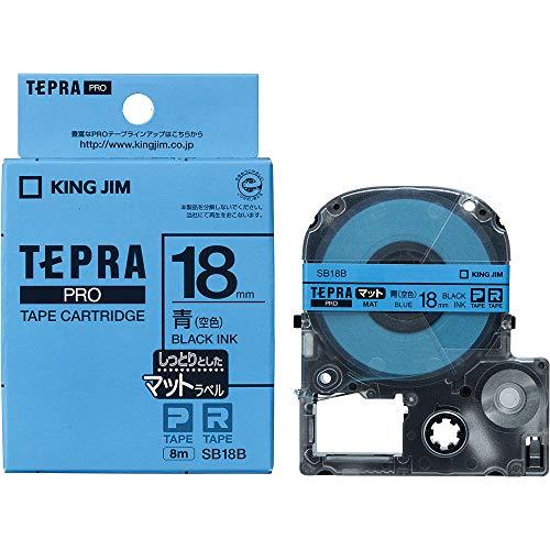 King Jim Tepla PRO Tape Cartridge Matte Label 18mm Sky Blue/Black Text 8m SB18B